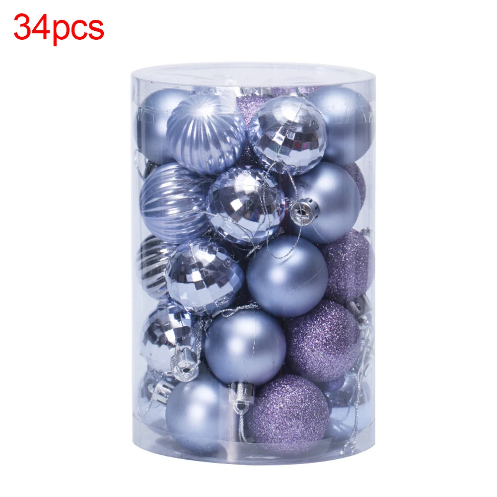 34Pcs Christmas Balls Plated Bauble Lightweight Hanging DIY Xmas Tree Ornament Home Party Xmas Decoration For Home Hanging Gifts
