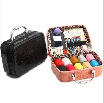 

Sewing box set home exquisite leather storage bag tool portable travel tool storage multi-function sewing needles treasure box