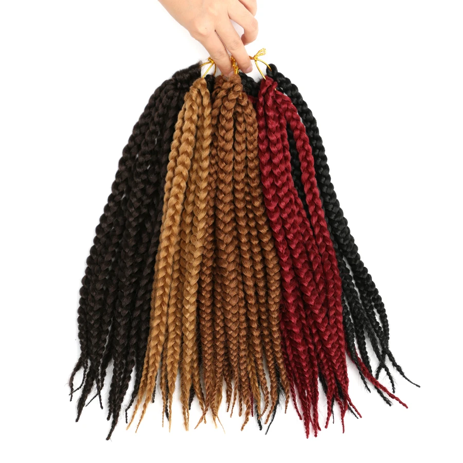 Mtmei Hair Black Brown Box Braids Hair Crochet Braids Cute Short Synthetic  Braiding Hair Extensions For Women 12Strands/pack