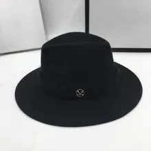 New black elegant retro jazz hat female wool British small hat net red with super fire shaped hat