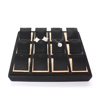 

Female Jewelry Earring Display Trays 12 Grid Black Brushed For Pendent Ring Necklace Show Pallet Exhibition Jewellery Organizer
