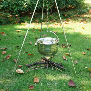 

Cooking Tripod Folding Campfire Grill Grate Stand Camping Fire Pit Tool for Bonfire Party Picnic BBQ