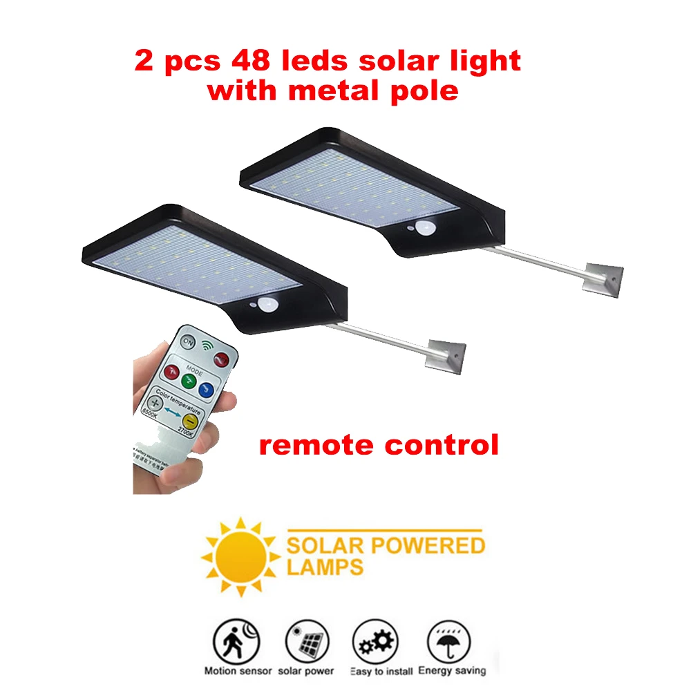 

2/4pcs PIR Motion Sensor Solar Light Outdoor Garden Light 48 LEDs Solar Power Pathway White Wall Lamp Waterproof Security Solar