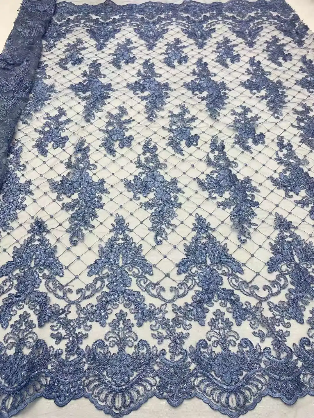 

Beautiful Dress Design Sequin embroicery French mesh yarn lace Nigeria fabirc For Weddings Evening dresses