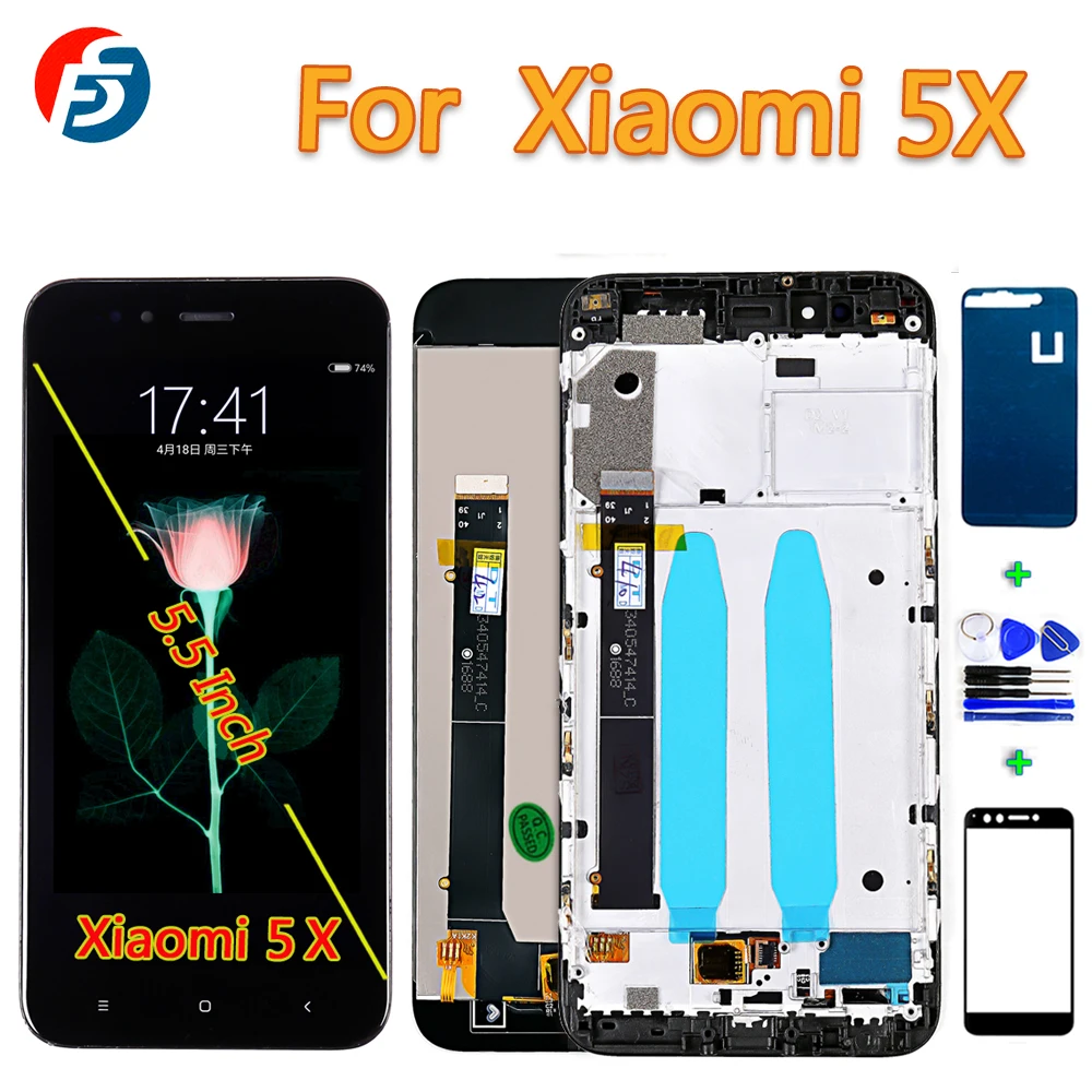 

100% Tested 5.5 inch Touch Screen For Xiaomi Mi 5X LCD Display Digitizer Assembly For Xiaomi A1 Frame with Glass film And Tools