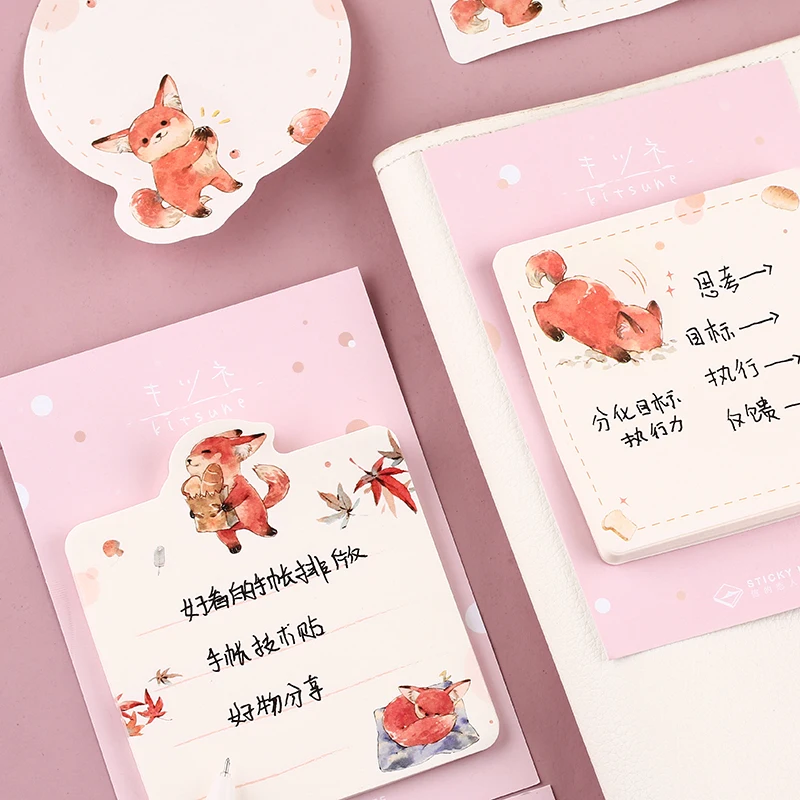 30 шт./лот 6 видов конструкций Kawaii мультфильм животные кролик лиса блокнот заметки
