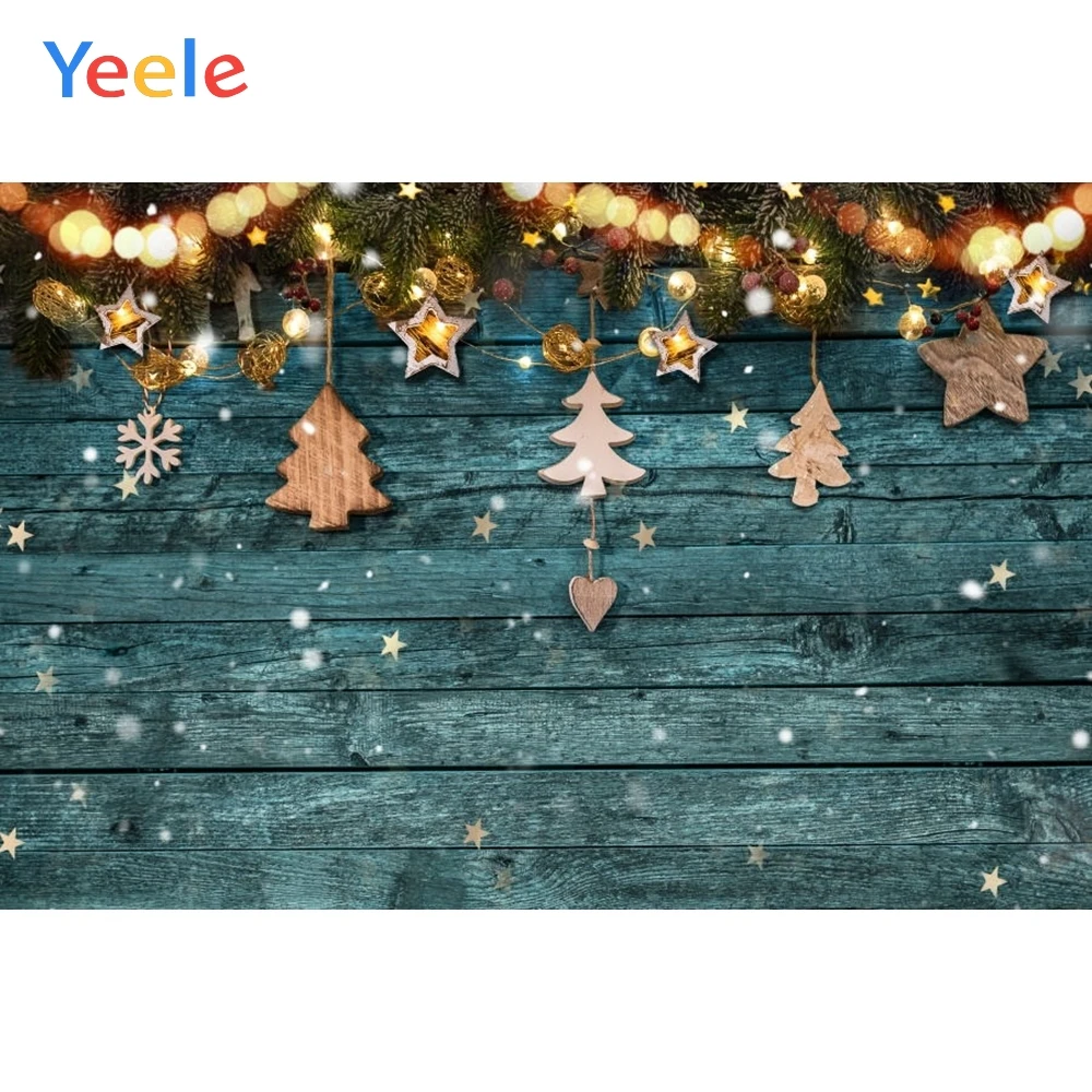 

Yeele Christmas Tree Wood Board Light Winter Snow Vintage Background Vinyl Photography Backdrop For Photo Studio Photophone
