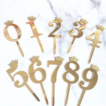 

0-9 Number Cake Topper Birthday Anniversary Wedding Party digit cupcake toppers Flags kids Baby Shower 1 st Birthday Decoration