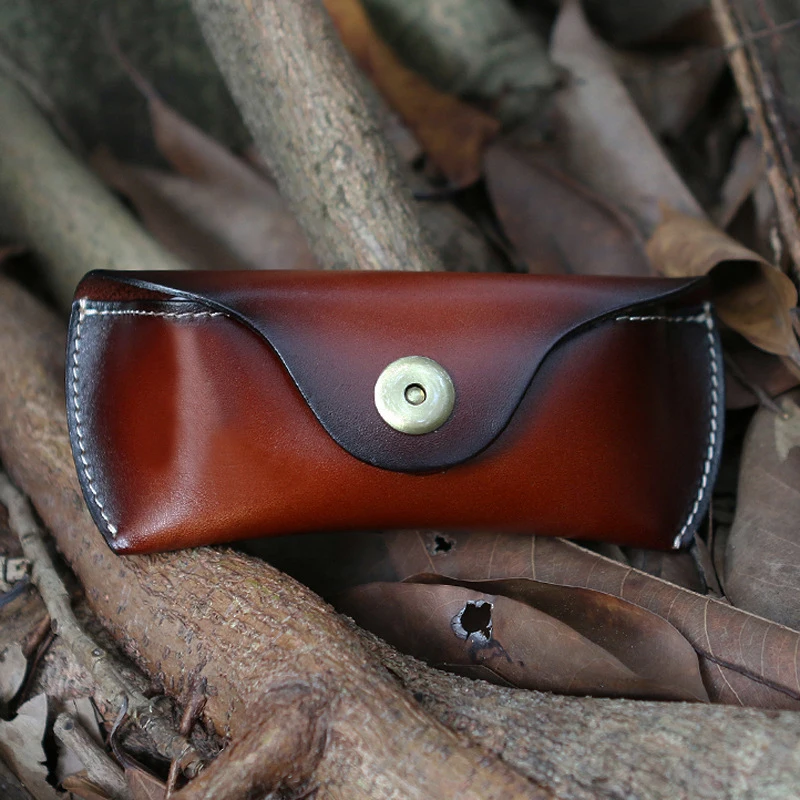 Fashion retro case for glasses high vegetable tanned leather glasses box case unisex Myopia Glasses Reading Eyewea specacle case