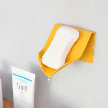

Self Adhesive Wall Mounted Soap Rack Hanging Sponge Holder Plastic Case Shower Shelf Drain Box Soap Dish Bathroom Accessories