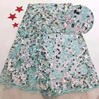 

African sequins lace fabric 2020 high quality lace Nigerian tulle lace fabric bridal French mesh lace fabric FJ34161