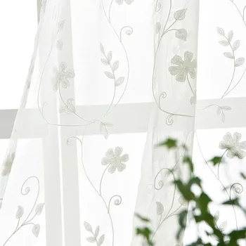 

Curtains for Living Dining Room Bedroom Tulle Sheer Yarn American Country Wall Climbing Tiger Flower Embroidery Korean Partition