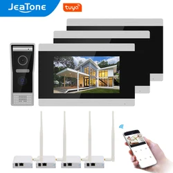 Jeatone intercomunicador de vídeo ip com tela sensível ao toque, wi fi, minitransmissor e receptor sem fio, suporta desbloqueio remoto
