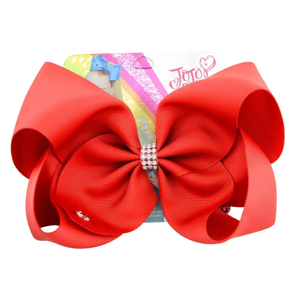 8 inch Large Jojo Bows Jojo Siwa Ribbon Bows With Clips For Kids Girls Boutique Solid Hair Clips Hair Accessories