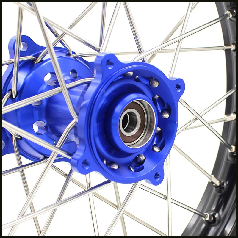 Комплект колес для питбайка больших детей 19/16 YAMAHA YZ 80 1990 2001 85 2002 2018 обод с ЧПУ синяя