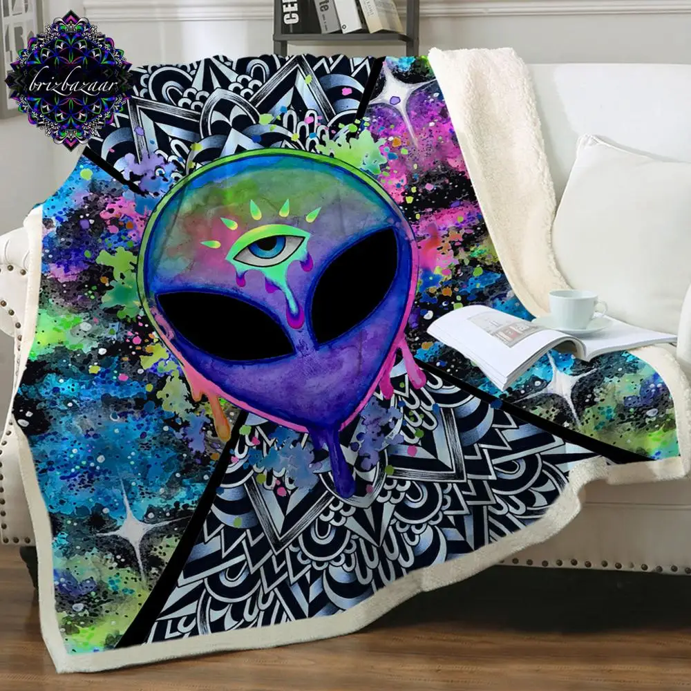 Одеяло Trippy Alien от Brizbazaar Sherpa акварельное одеяло с тремя глазами на заказ Мандала