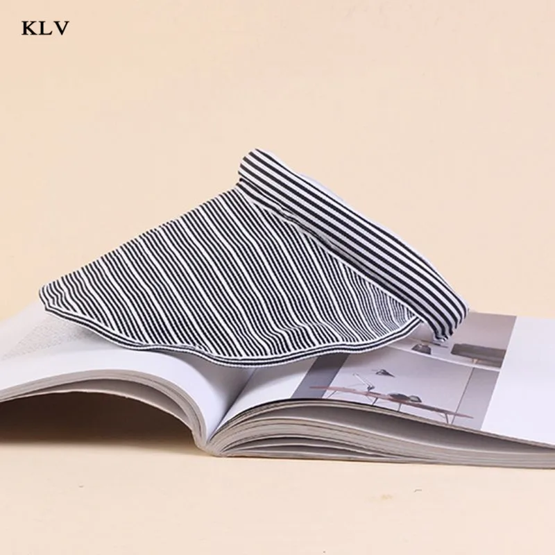KLV, летняя, винтажная, в полоску, для женщин, девушек, Пустой Топ, солнцезащитный козырек, шляпа, складная, с широкими полями, с защитой от ультрафиолета, для спорта, на открытом воздухе, пляжная кепка