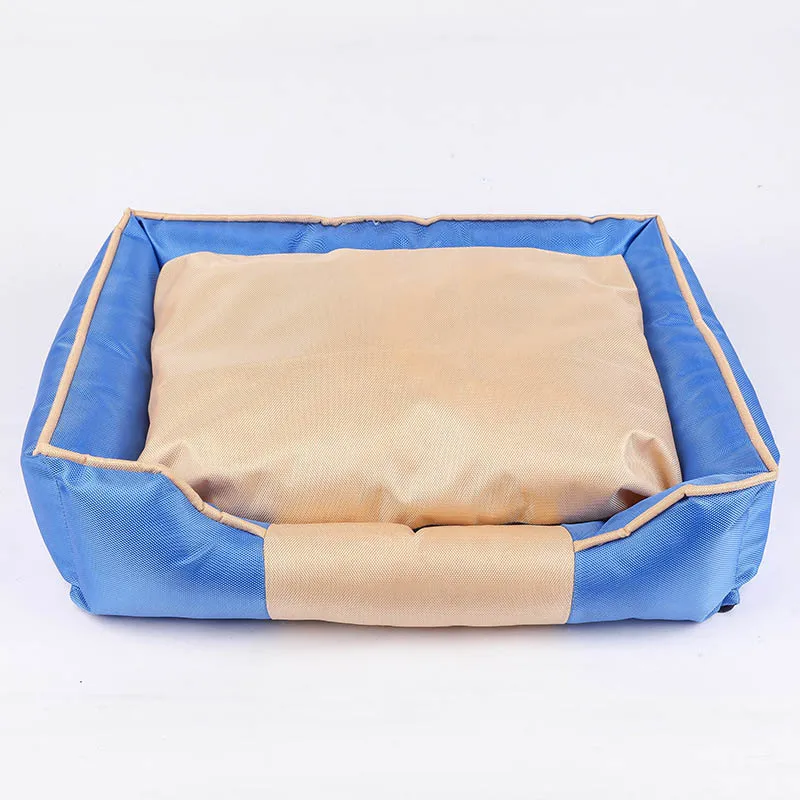 Four Season Waterproof Dog Bed Soft Comfortable Pet House Washable Cat Dog Sofa for Large Medium Small Dogs - Цвет: square blue