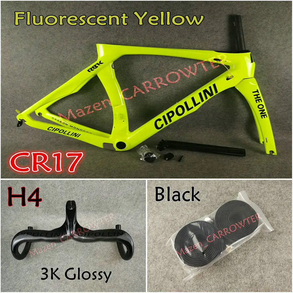 Package 5 Флуоресцентный желтый 3K MCipollini RB1K THE ONE карбоновые рамы, седло для бутылки, клетки 50 мм, карбоновый комплект колес Novatec A271, ступицы - Цвет: Package 5
