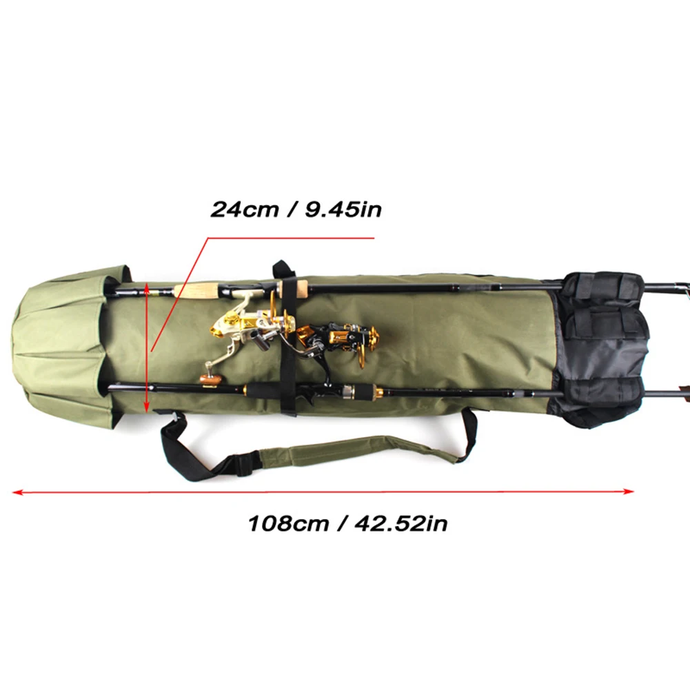 Rod Bag Folding Fishing Canvas Fishing Pole Lure Storage Bag