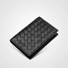 Sheepskin Genuine Leather Wallet Ultra-thin Fold Unisex Purse Credit ID Business Bank Purse Handmade Simple High Quality Handbag