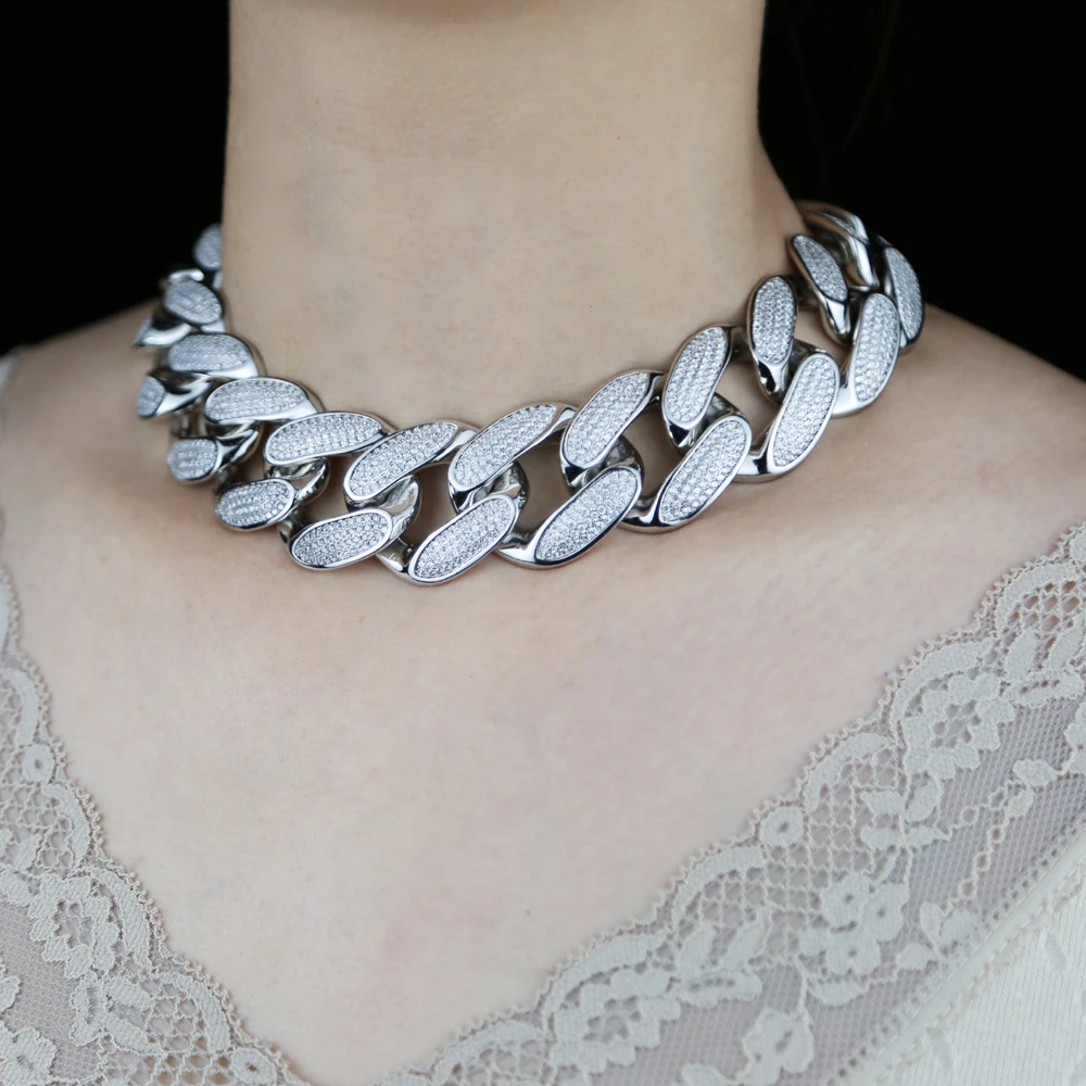 30mm Big Cuban Link Chain Choker Gold 