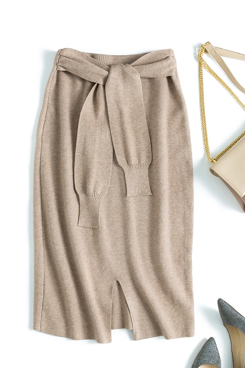 Корейский стиль, высокая талия, женские длинные юбки, осень, уличная одежда, эластичная длинная юбка, модные новые юбки, плюс размер, Зимняя юбка
