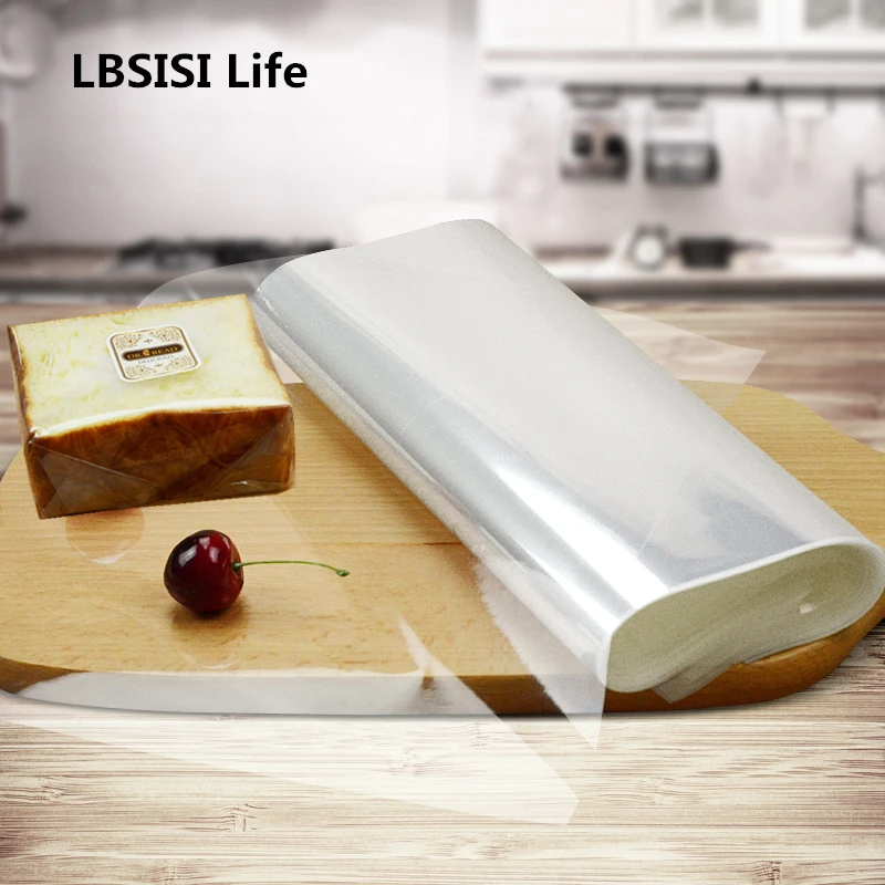 

LBSISI Life 500pcs Bread Sandwich Plastic Film Transparent Clear Single Film For Cover Cake Food Sugar BOPP