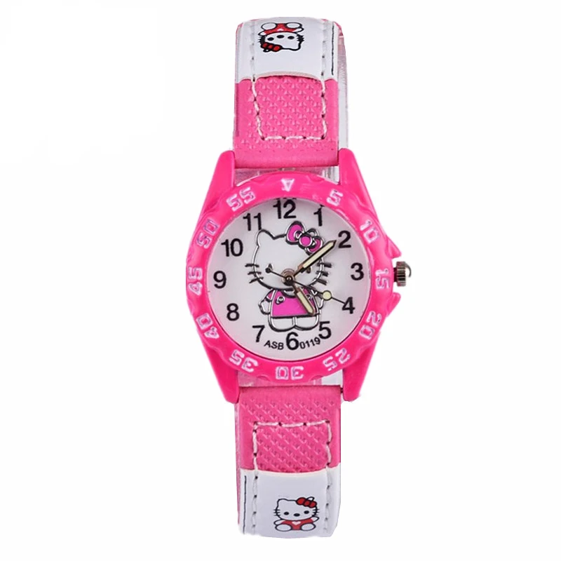 Cute Pink Simple Watches Girl Lovely Cartoon Watch Kids Children Student Leather Quartz Watch Baby Clock Gift Boys montre enfant afbeelding