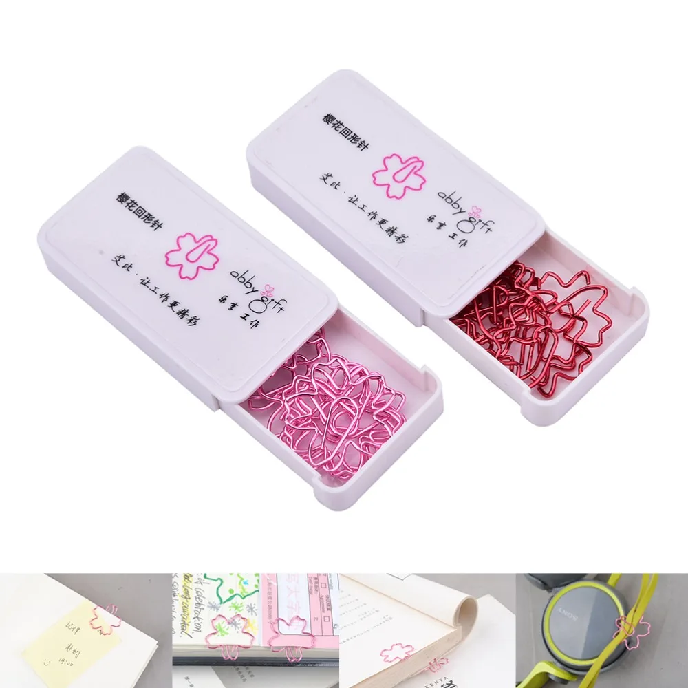 

2 PCS Hot Sale Cute Sakura Cherry Blossom Flowers Paperclips Clips For Book Markers Planners Paper Clips Bookmark