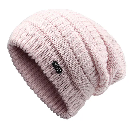 FURTALK, шапка бини для женщин, Зимняя шерстяная вязанная громоздкая шапка бини для женщин, Весенняя Крестовая шапка для женщин и мужчин, зимняя шапка - Цвет: Розовый