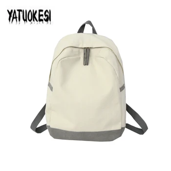 

Backpack Women's Canvas Backpack For Teenage Girl Travel Fashion Bag Women Shoulder Pure Contrast Color Bag Mochilas Sac A Dos