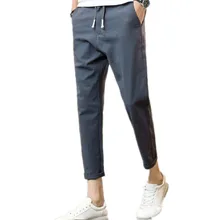 Летние льняные штаны, мужские брюки, мужские корейские трендовые модные тонкие хлопковые льняные повседневные свободные Харун