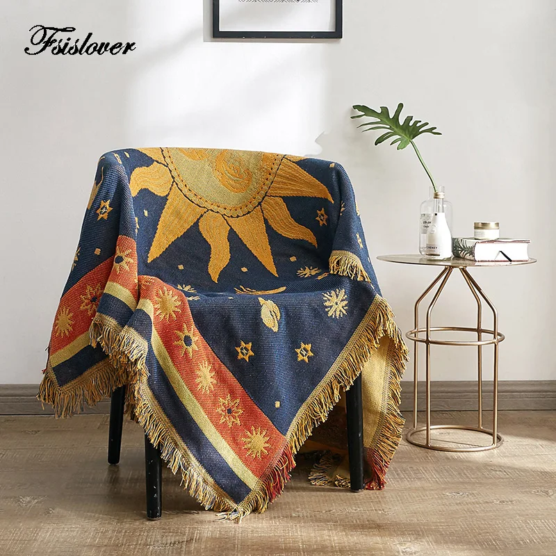 

FSISLOVER Soft Knitted Rug Throw Travel Manta Blanket For Bed Sofa National Style Blanket Slipcover Cobertor forPlane Travel