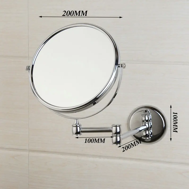 KEMAIDI Golden Chrome Brass Gold Plate Wall Mount LED Makeup Women Pocket Mirror 3X Magnifying Vanity Cosmetic Hand Mirror - Цвет: no led Chrome