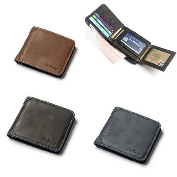 

Men's Leather Wallet Bifold ID Card Holder Purse Checkbook Short Clutch Billfold