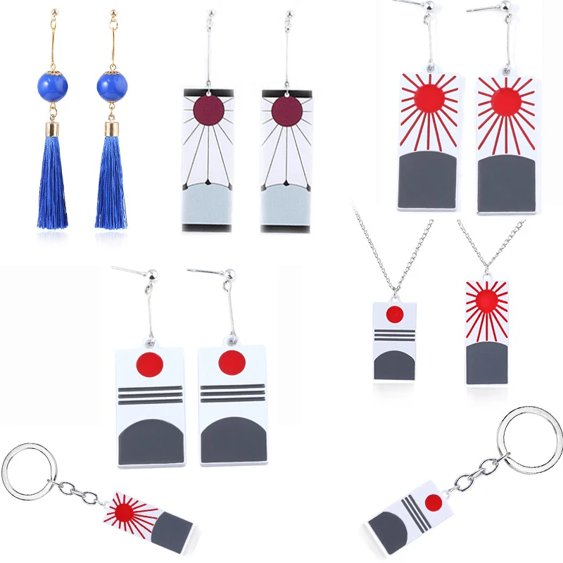 Аниме демон убийца Kimetsu no Yaiba серьги Kamado Tanjirou серьги для косплея для женщин мужчин 1:1 ювелирные изделия на заказ Прямая поставка