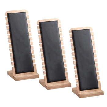 

3 Pcs Modern Bamboo Necklace Jewelry Tabletop Display Boards, Black