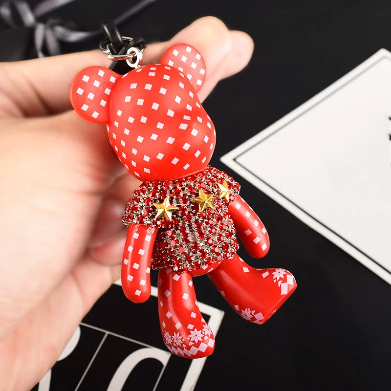 Милый мультяшный брелок Bomgom Bear DIY ремесленные стразы кожаный ремешок цепочка для