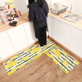 

Long Non-slip Kitchen Mat PVC Leather Floor Mat Home Entrance Doormat Waterproof And Oil-proof Easy To Scrub Modern Kitchen Rug