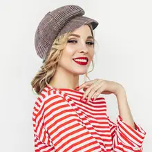 Женский из смеси хлопка береты зима осень восьмиугольный берет шапки стильный художник живописец газетчик шапки плед берет шапки