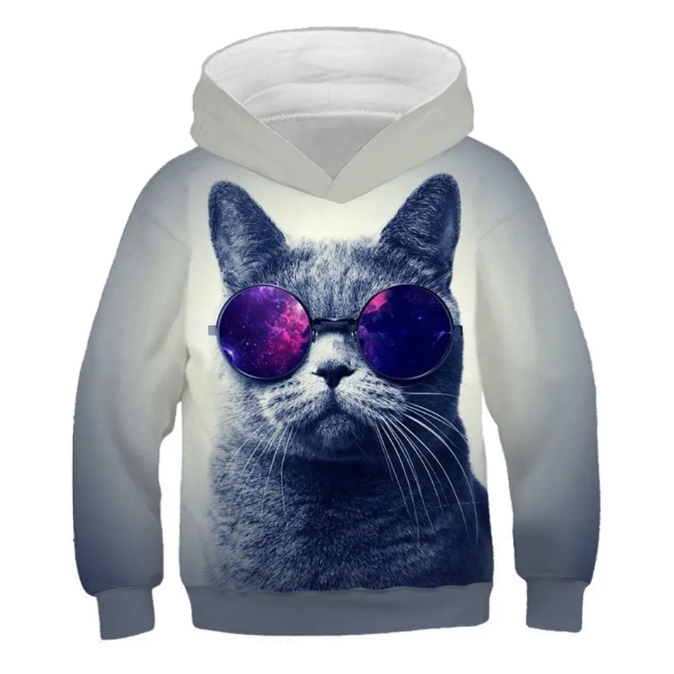 Crianças com Capuz Anos de Idade Meninos Meninas Hoodies Adorável Animal Óculos Anime Gato Coelho Peixe Impressão Camisolas Pulôver 4-13 3d 39 anime gato coelho peixe impressão crianças com