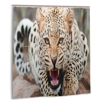 

Cheetah Shower Curtain with Hooks bathroom Waterproof Polyester Fabric