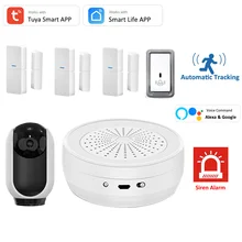 

Tuya Smart Home Office Apartment Security Alarm System WiFi+RF Siren Hub 3MP Wireless Alexa Google Camera Door Sensor Doorbell