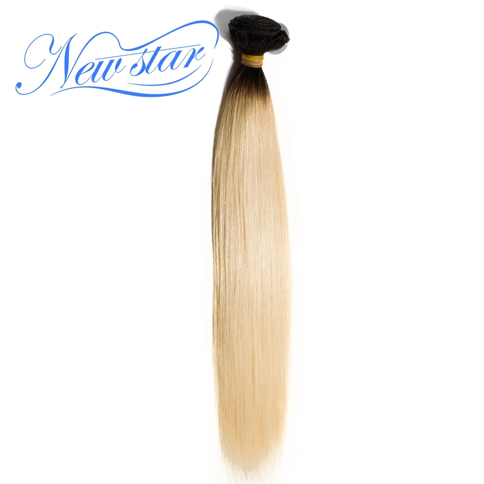 

New Star Brazilian T1b/613 Straight Hair Extension One Bundles 10-30Inch Black Roots Hair Weaving 100% Remy Human Hair