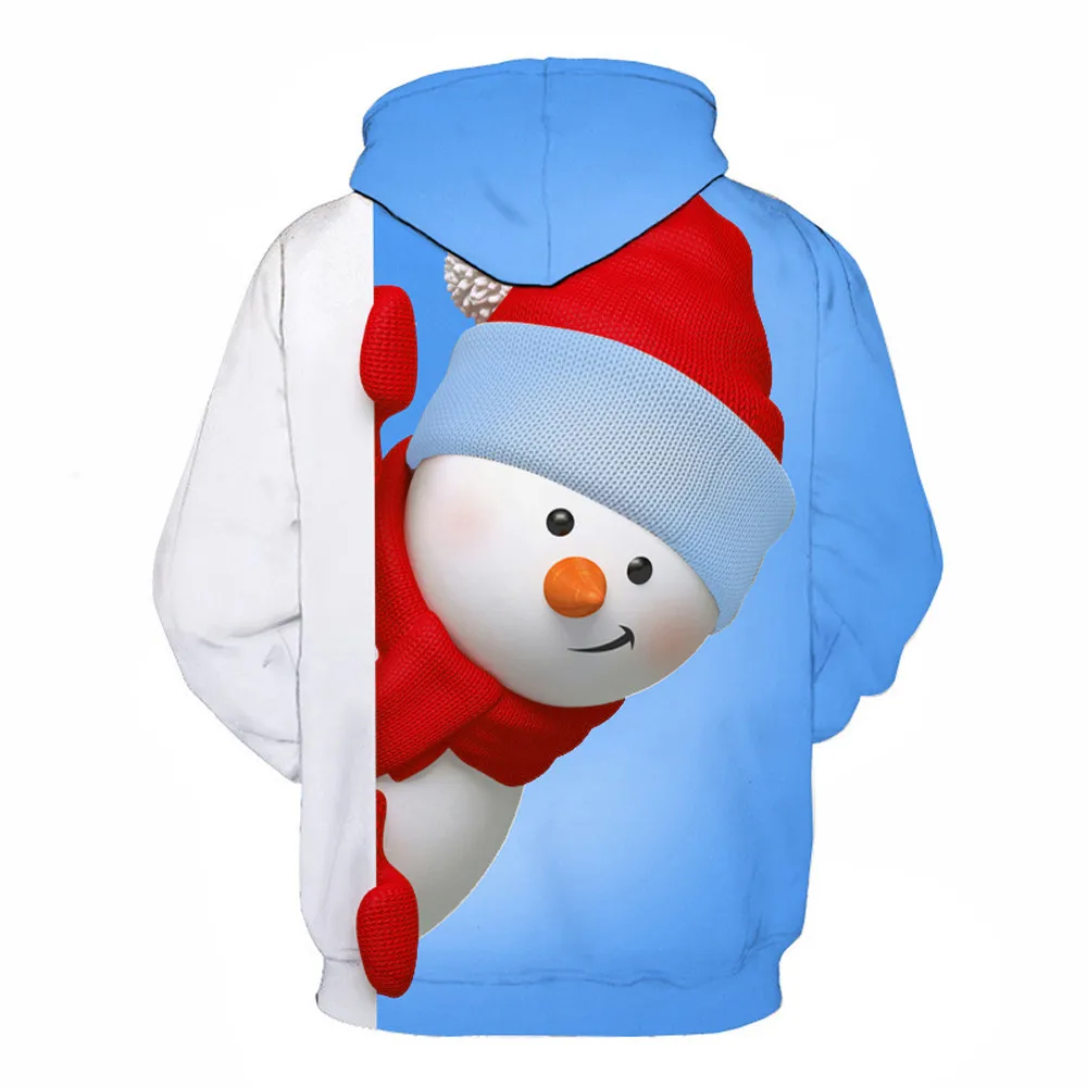 Мужские толстовки, новинка, 3D Рисунок снеговика, Рождественский пуловер, толстовка, мужская толстовка с капюшоном и длинным рукавом, топы размера плюс M-7XL