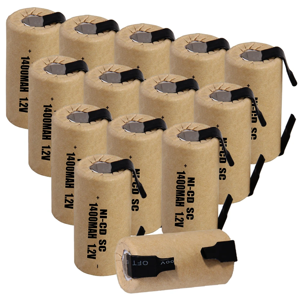 14 шт аккумулятор SC 1,2 V батареи для электроинструментов 1400mah nicd 4,25 cm* 2,2 cm цвет случайный