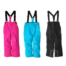 Детские Лыжные зимние штаны для мальчиков и девочек водонепроницаемые ветрозащитные утепленные комбинезоны детские лыжные штаны из полиэфирного волокна