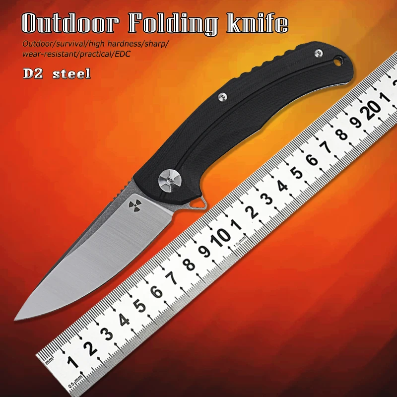 

Pocket Folding Knife D2 Steel Outdoor Tactical Foldable EDC Multifunctional Hunting Survival Quality Handle Gift Hand Tool