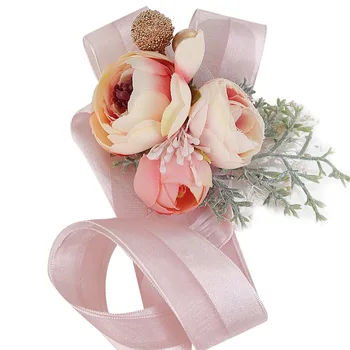 

Marriage, Bride Wrist Flower Red Chinese Style Bridesmaid Sisters Handed Flower MORI Series Wedding Model Fabric Bracelet Flower